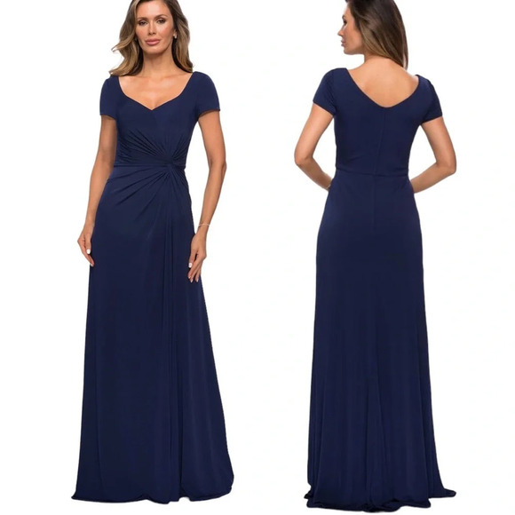 La Femme Plus Size Gown 27872 Mother of the Bride or Groom Navy Blue Size 20 NWT - Picture 1 of 12